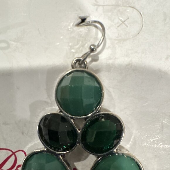Premier Designs Nordstrom Statement Earrings Green Silvertone Beaded Drop NEW - Picture 5 of 10